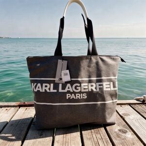 Karl Lagerfeld Black and White Tote Bag